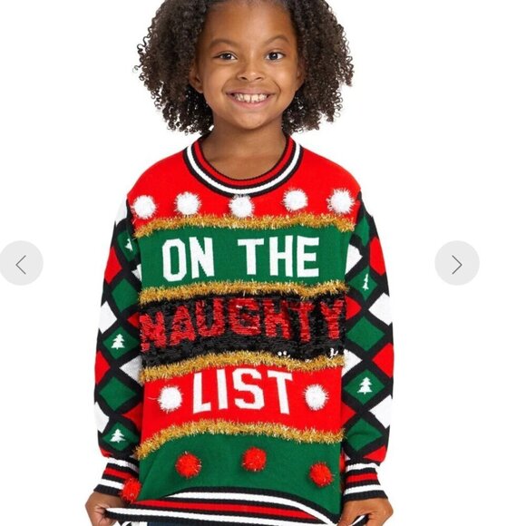 Kid's Naughty or Nice Reversible Sequin Ugly Christmas Sweater - New in Package - Picture 3 of 6